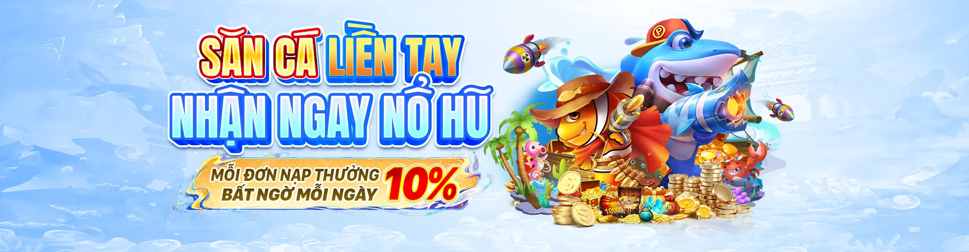 Hình ảnh chính trò chơi bắn cá 88vip Nổ Hũ với cảnh đại dương và cá vàng